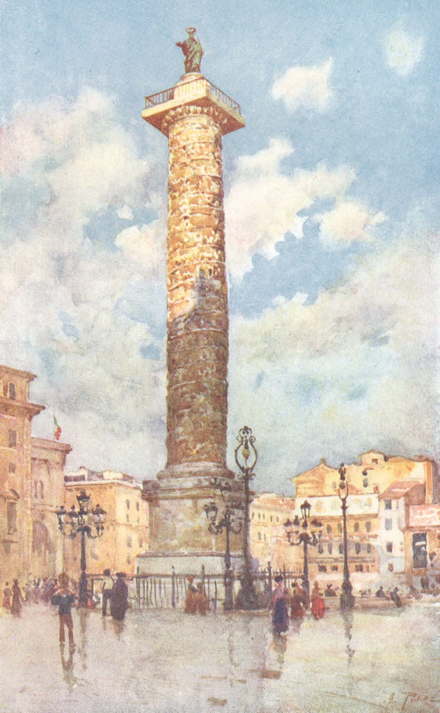 ROME. Column of Marcus Aurelius, Piazza Colonna 1905 old antique print picture